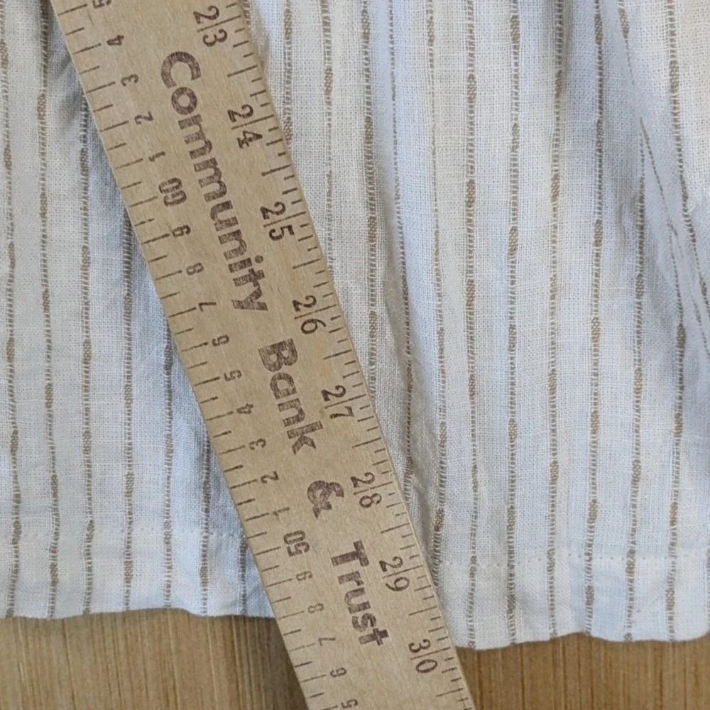 Lane Bryant Womens Linen Blend Wide Leg Pinstripe Pants 14 White Tan‎ Belted